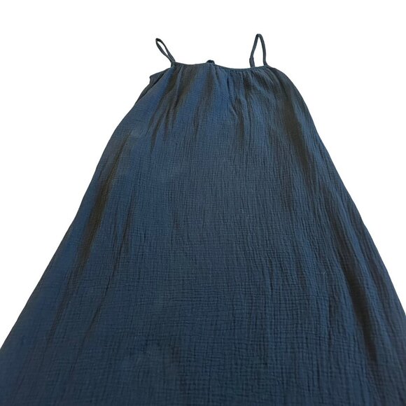 Sol Los Angeles Black Gauze Midi Dress Spaghetti Strap Tie Back Size XS Small - Picture 10 of 12